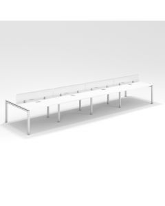 Shared Structure 8 Seater in White Color with Polycarbonate Dividers without Drawers without Mesh Chairs and Worktop W160cm x D60cm