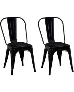 Mahmayi HYX503-1 Metal Stackable Dining Chairs for Indoor, Outdoor & Kitchen Chair - Black (Set of 2)