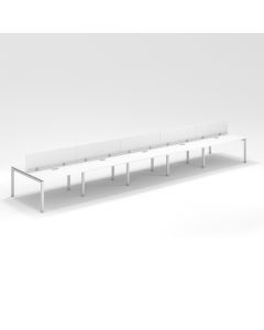 Shared Structure 10 Seater in White Colorwith Wood Dividers without Drawers without Mesh Chairs and Worktop W120cm x D75cm