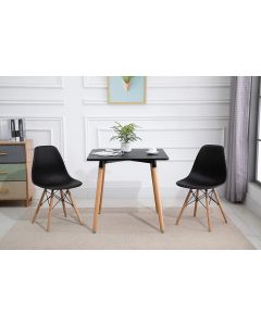 Cenare Dining Set (Dining Table With 2 X Plastic Chair) Black