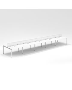 Shared Structure 10 Seater in White Color with Polycarbonate Dividers without Drawers without Mesh Chairs and Worktop W120cm x D60cm