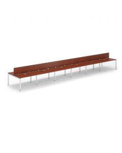 Shared Structure 12 Seater in Apple Cherry Color with Wood Dividers without Drawers without Mesh Chairs and Worktop W100cm x D60cm