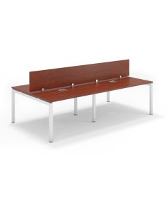 Shared Structure 4 Seater in Apple Cherry Color with Wood Dividers without Drawers without Mesh Chairs and Worktop W100cm x D60cm