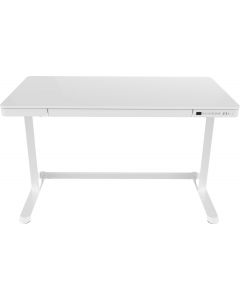 Mahmayi All-in-One Height Adjustable Standing Desk with USB Charging and Wooden Top - White
