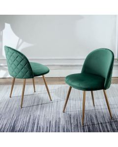 Mahmayi HYDC020 Velvet Green Dining Chair for Living Room (Pack of 2)