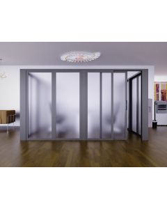Mahmayi Grey Aluminum Glass Sliding Door with Full Frosted Glass without Tile Per Unit With Free Professional Installation
