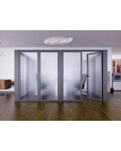 Mahmayi Grey Aluminum Glass Swing Door with Full Frosted Glass without Tile Per Unit With Free Professional Installation