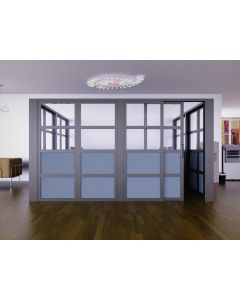 Mahmayi Grey Aluminum Glass Sliding Door with Fabric Clear Glass Per Unit With Free Professional Installation