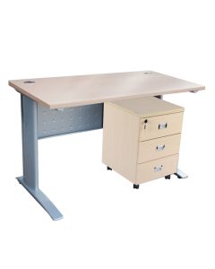 Stazion 1410 Modern Office Desk Oak with Drawers