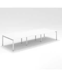 Shared Structure 6 Seater in White Color with No Dividers without Drawers without Mesh Chairs and Worktop W120cm x D60cm