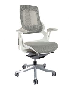 Executive Medium Back Height Ergonomic Mesh Chair, Office Conference Mesh Chairs With Adjustable-Backrest Caster Wheels- White