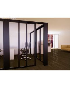 Mahmayi Black Aluminum Glass Sliding Door with Full Clear Glass without Tile Per Unit With Free Professional Installation