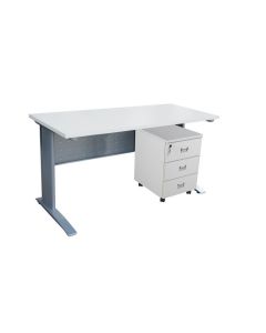 Stazion 1410 Modern Office Desk White with Drawers