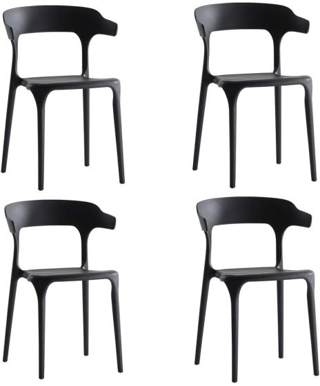 Mahmayi Modern Cuisine Stackable Plastic chairs for hotels, negotiations, and cafes that are suitable for use in living rooms and bedrooms - Black