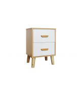 Mahmayi 303-2 Modern Wooden Side Table Storage Unit Beech & White Melamine