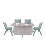 Mahmayi CH01 Ergonomic Child Desk(80X50) Light Grey with 4 X CHC1 Child Plastic Chair Light Grey Combo
