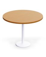 Mahmayi 500E Light Walnut Pantry Table with white round base - 100cm