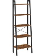 Mahmayi LLS45X Ladder Shelf, Metal Storage Shelves - Rustic Brown