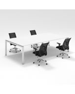 Shared Structure 4 Seater in White Color with No Dividers without Drawers with Mesh Chairs and Worktop W180cm x D75cm