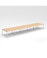 Shared Structure 10 Seater in Oak Color with No Dividers without Drawers without Mesh Chairs and Worktop W180cm x D60cm