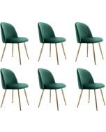 Mahmayi HYDC020 Velvet Green Dining Chair for Living Room (Pack of 6)