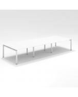 Shared Structure 6 Seater in White Color with No Dividers without Drawers without Mesh Chairs and Worktop W160cm x D60cm