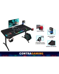 ContraGaming by Mahmayi Gaming Table MY 1160 Black Gaming Table with Carbon Fiber Top with AM K5 Pro Headset Combo
