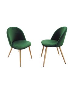 Mahmayi HYDC019 Velvet Green Dining Chair for Living Room (Pack of 2)