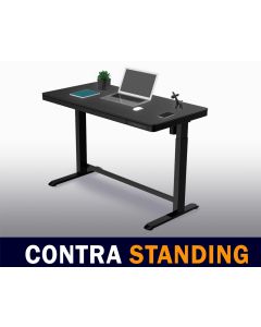 Modern Standing Desk with Height-Adjustability Glass Top Feature with USB Charging - Black