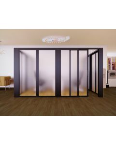 Mahmayi Black Aluminum Glass Sliding Door with Full Frosted Glass without Tile Per Unit With Free Professional Installation