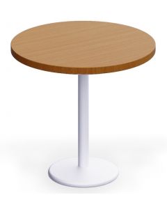 Rodo 500E Light Walnut Round Table with white round base - 80cm