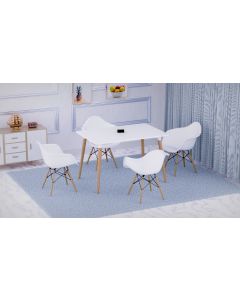 Cenare 5-Piece Dining Set for Kitchen, 120 X 80 Dining Table With 4 X DAW Arm Dining Chair - White