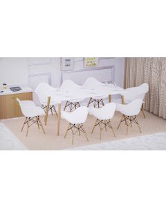 Cenare 9-Piece Dining Set for Kitchen, 160 X 80 Dining Table With 8 X DAW Arm Dining Chair - White