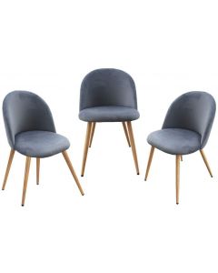 Mahmayi HYDC019 Velvet Grey Dining Chair for Living Room Set of 3