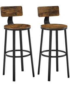 Mahmayi LBC026B01V1 Vintage Style Rustic Brown Bar Chairs - Set of 2