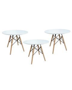 Mahmayi TJ HYB01 60DIA Wooden Coffee Table White - Set of 3