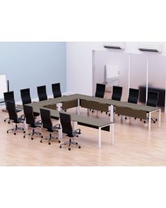Figura 72-14 12 Seater Brown Linen U-Shaped Conference-Meeting Table