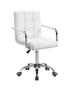 Mahmayi HYL-047 Mid Back Chair,  Executive Conference Chair PU Leather, Office Chair for Conference Room  - White