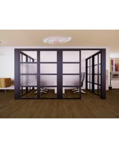 Mahmayi Black Aluminum Glass Partition with Center Frost Glass and Tile Per Square Meter With Free Professional Installation