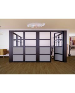 Mahmayi Black Aluminum Glass Swing Door with Fabric Clear Glass Per Unit With Free Professional Installation