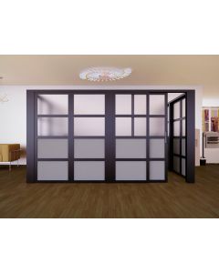 Mahmayi Black Aluminum Glass Sliding Door with Fabric Clear Glass Per Unit With Free Professional Installation
