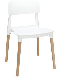 Mahmayi TJ HYL-088 PP Chair with Wooden Legs for Indoor, Outdoor & Dining Chair - White