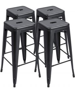 Mahmayi TJ HYX504 Metal Stackable Bar Chairs for Indoor, Outdoor & Kitchen Chair - Black (Set of 4)