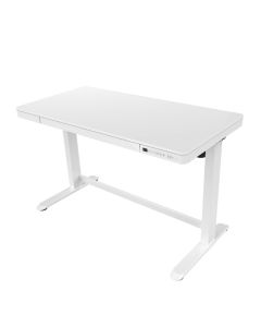 Modern Standing Desk with Height-Adjustability Glass Top Feature with USB Charging - White