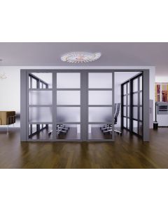 Mahmayi Grey Aluminum Glass Partition with Center Frost Glass and Tile Per Square Meter With Free Professional Installation