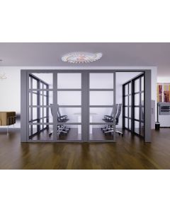 Mahmayi Grey Aluminum Glass Partition with Full Clear Glass and Tile Per Square Meter With Free Professional Installation