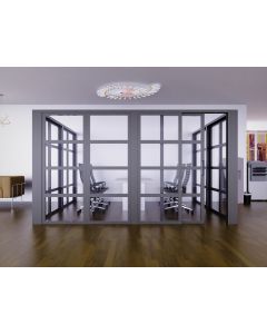Mahmayi Grey Aluminum Glass Sliding Door with Full Clear Glass and Tile Per Unit With Free Professional Installation