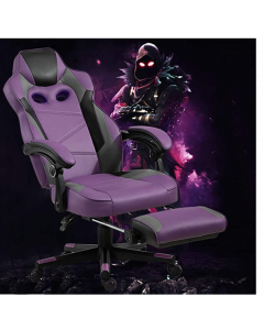 Mahmayi 458 Raven High Back Black & Violet Video Gaming Chair with PU Leatherette