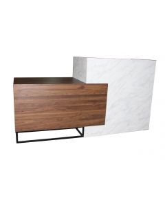 Mahmayi Modernly Designed R190 Office Desk with Drawers For All Purpose-Conference Rooms, Meeting Rooms, Counters. (Dark Walnut-Marble combination)
