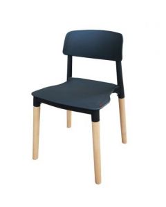 Mahmayi TJ HYL-088 Wooden Legs with Plastic moulded Dining Chair Black